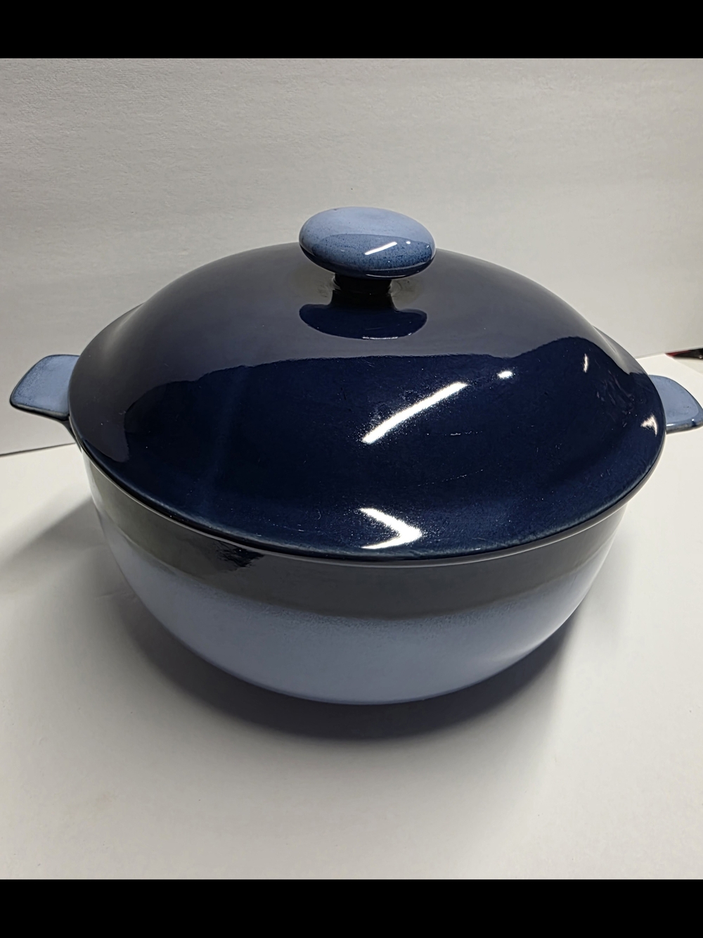 Vintage Sango Nova Blue Stoneware Round Covered Casserole Dish 2.5-3 Qt